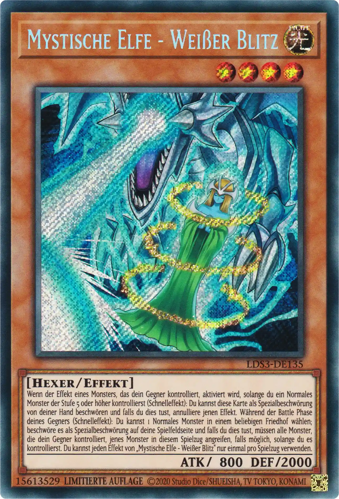 Mystische Elfe - Weißer Blitz Yu-Gi-Oh! Karte LDS3-DE135 Secret Rare