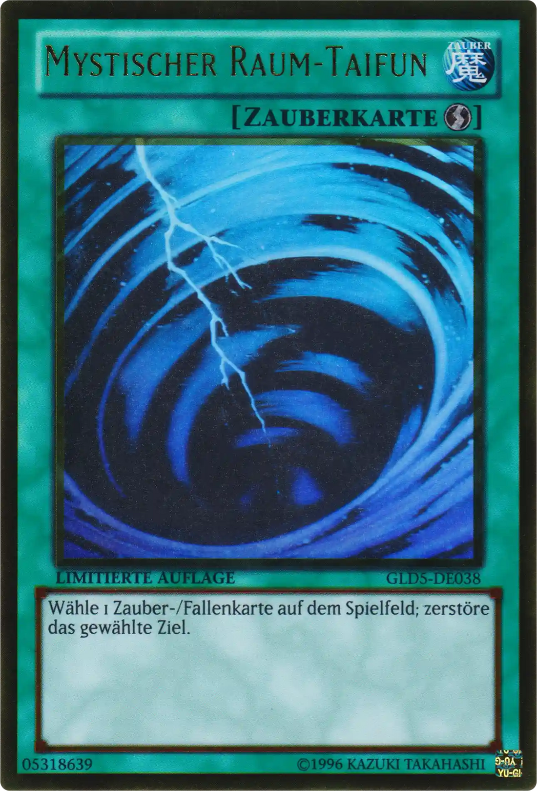 Mystischer Raum-Taifun Yu-Gi-Oh! Karte GLD5-DE038 Gold Ghost Rare