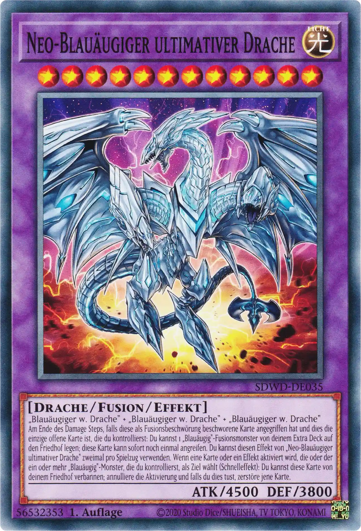 Neo-Blauäugiger ultimativer Drache Yu-Gi-Oh! Karte SDWD-DE035 Common