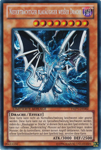 Niederträchtiger blauäugiger weißer Drache Yu-Gi-Oh! Karte YMP1-DE002 Secret Rare