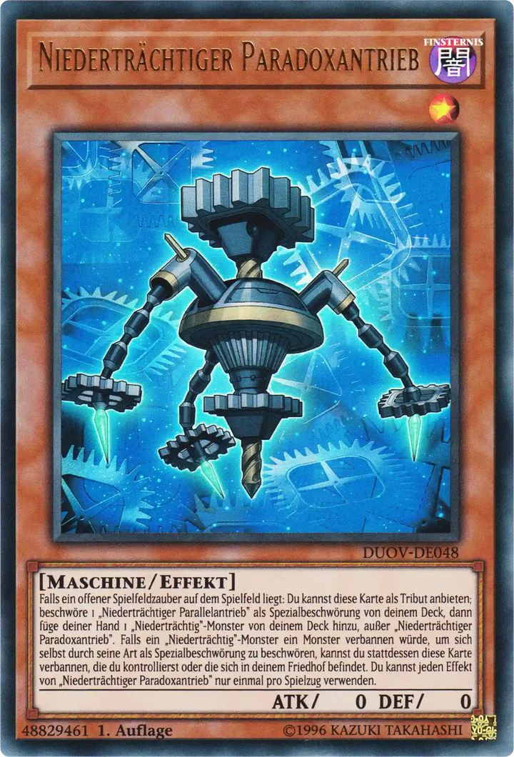 Niederträchtiger Paradoxantrieb Yu-Gi-Oh! Karte DUOV-DE048 Ultra Rare
