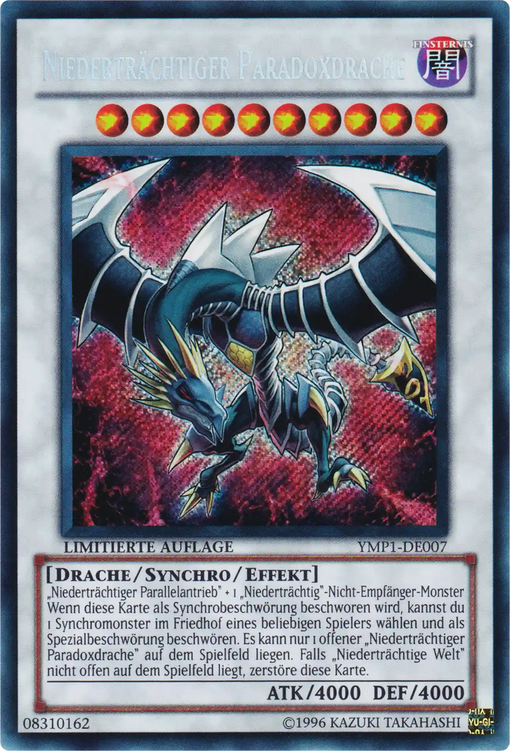 Niederträchtiger Paradoxdrache Yu-Gi-Oh! Karte YMP1-DE007 Secret Rare