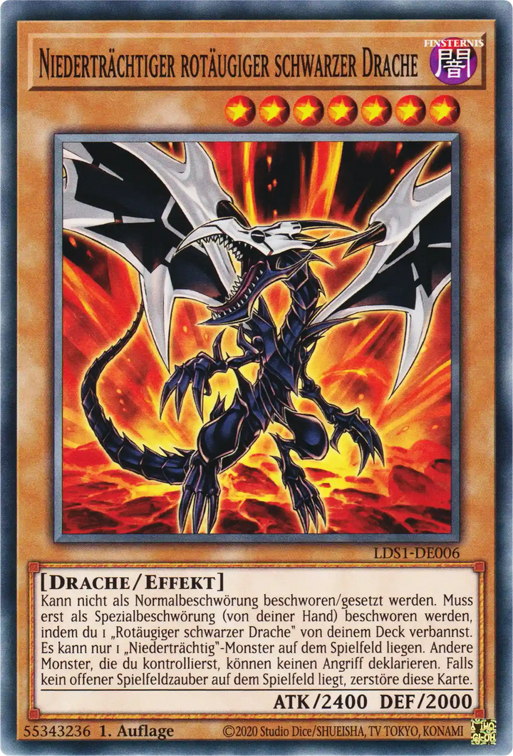 Niederträchtiger rotäugiger schwarzer Drache Yu-Gi-Oh! Karte LDS1-DE006 Common