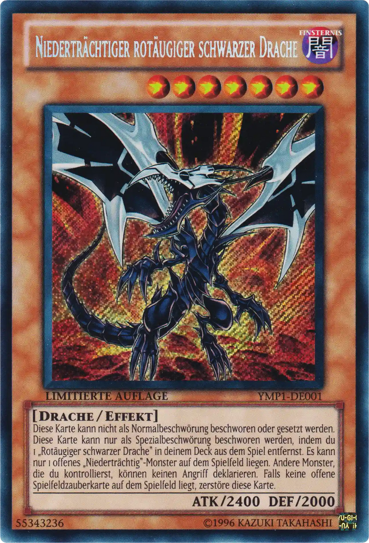 Niederträchtiger rotäugiger schwarzer Drache Yu-Gi-Oh! Karte YMP1-DE001 Secret Rare