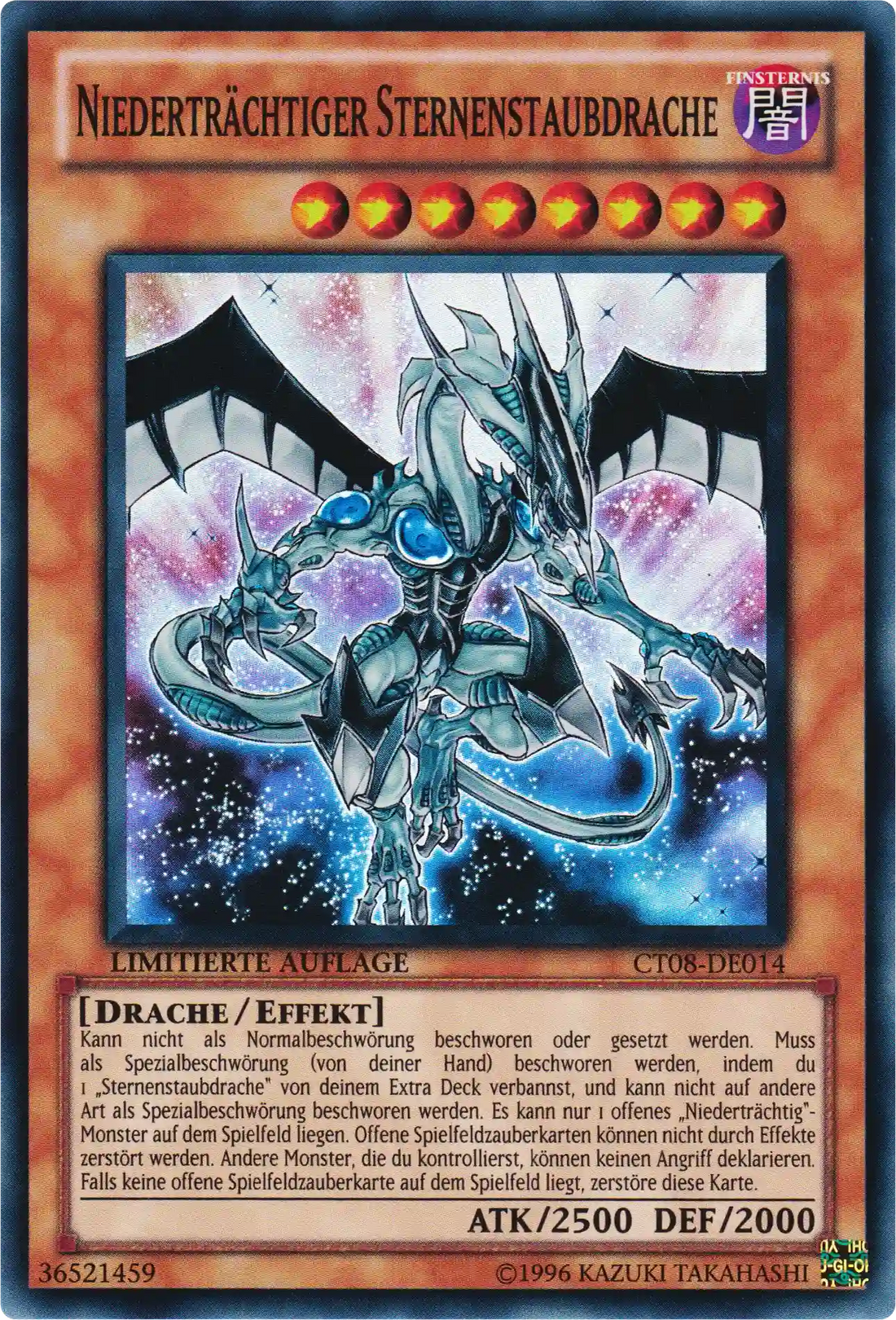 Niederträchtiger Sternenstaubdrache Yu-Gi-Oh! Karte CT08-DE014 Super Rare
