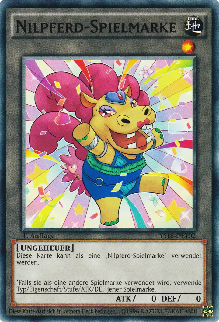 Nilpferd-Spielmarke Yu-Gi-Oh! Karte YS16-DET02 Common