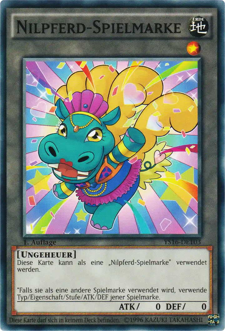 Nilpferd-Spielmarke Yu-Gi-Oh! Karte YS16-DET03 Common
