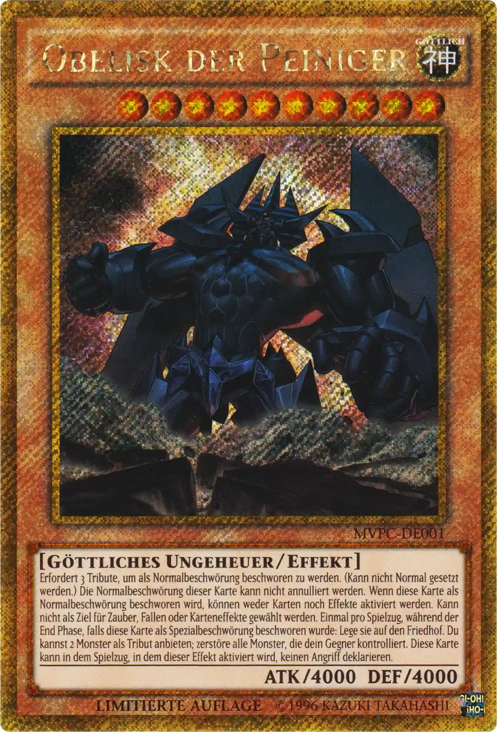Obelisk der Peiniger Yu-Gi-Oh! Karte MVPC-DE001 Gold Secret Rare