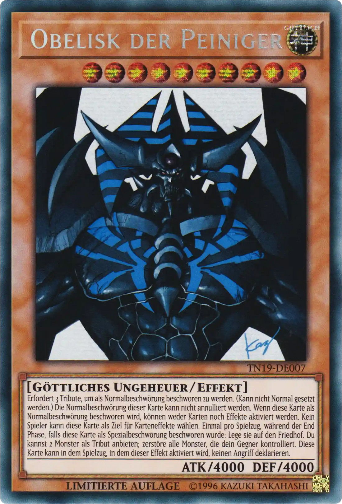 Obelisk der Peiniger Yu-Gi-Oh! Karte TN19-DE007 Secret Rare