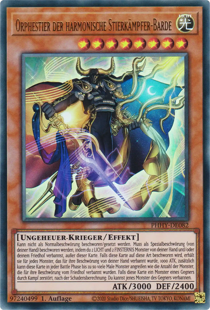 Orphestier der harmonische Stierkämpfer-Barde Yu-Gi-Oh! Karte PHHY-DE082 Ultra Rare
