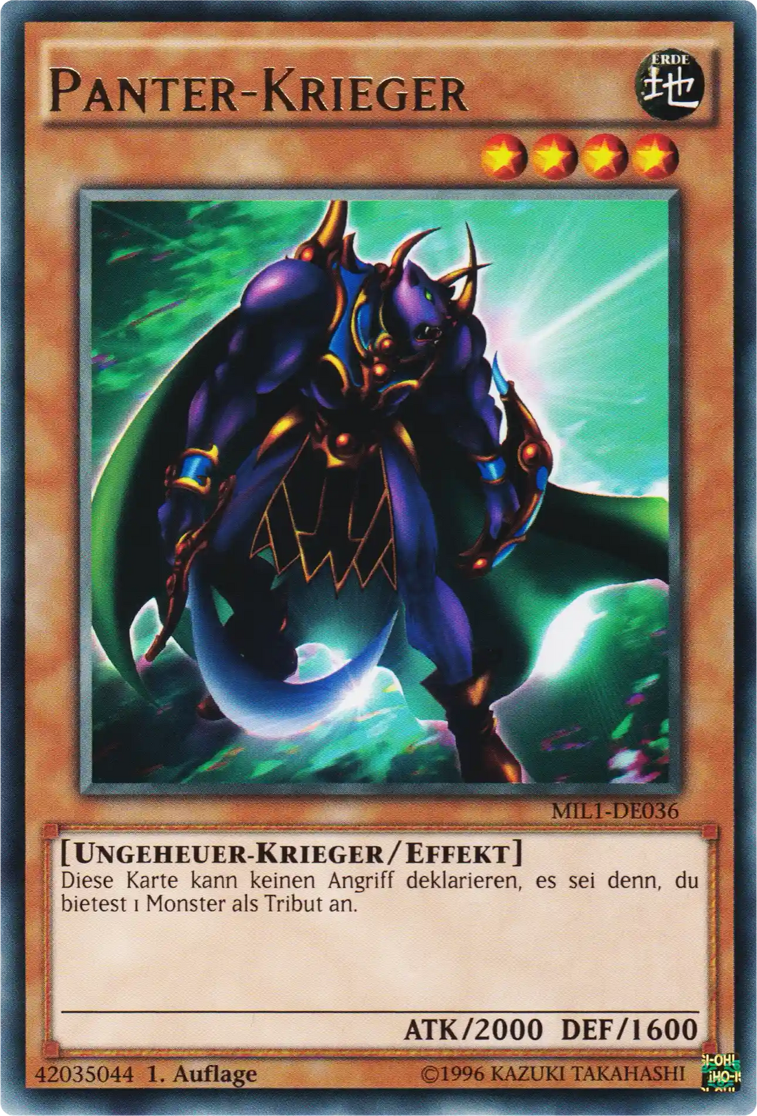Panter-Krieger Yu-Gi-Oh! Karte MIL1-DE036 Rare