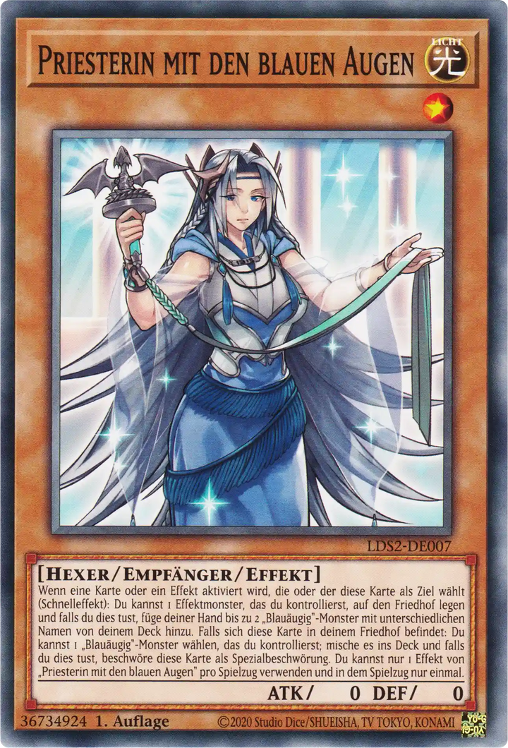 Priesterin mit den blauen Augen Yu-Gi-Oh! Karte LDS2-DE007 Common