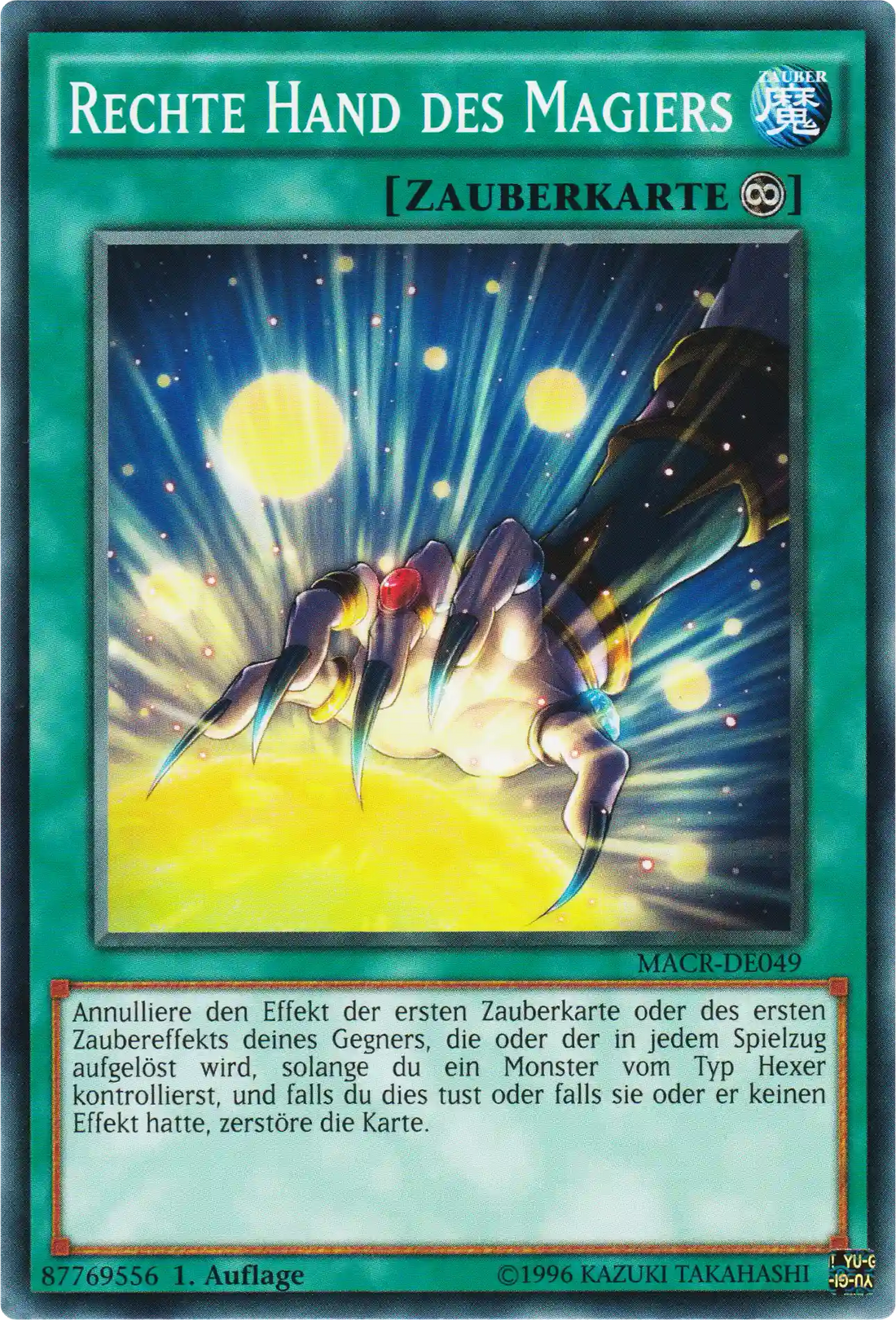 Rechte Hand des Magiers Yu-Gi-Oh! Karte MACR-DE049 Common