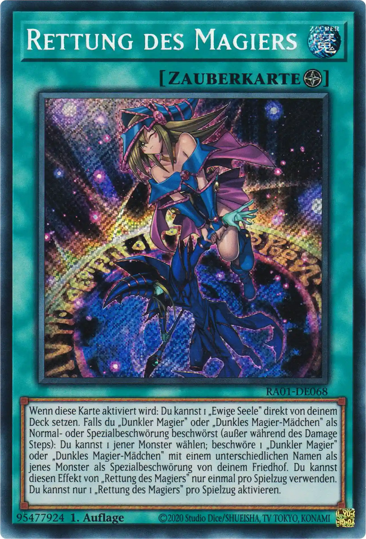 Rettung des Magiers Yu-Gi-Oh! Karte RA01-DE068 Secret Rare