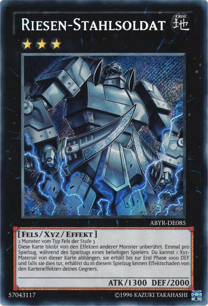Riesen-Stahlsoldat Yu-Gi-Oh! Karte ABYR-DE085 Secret Rare