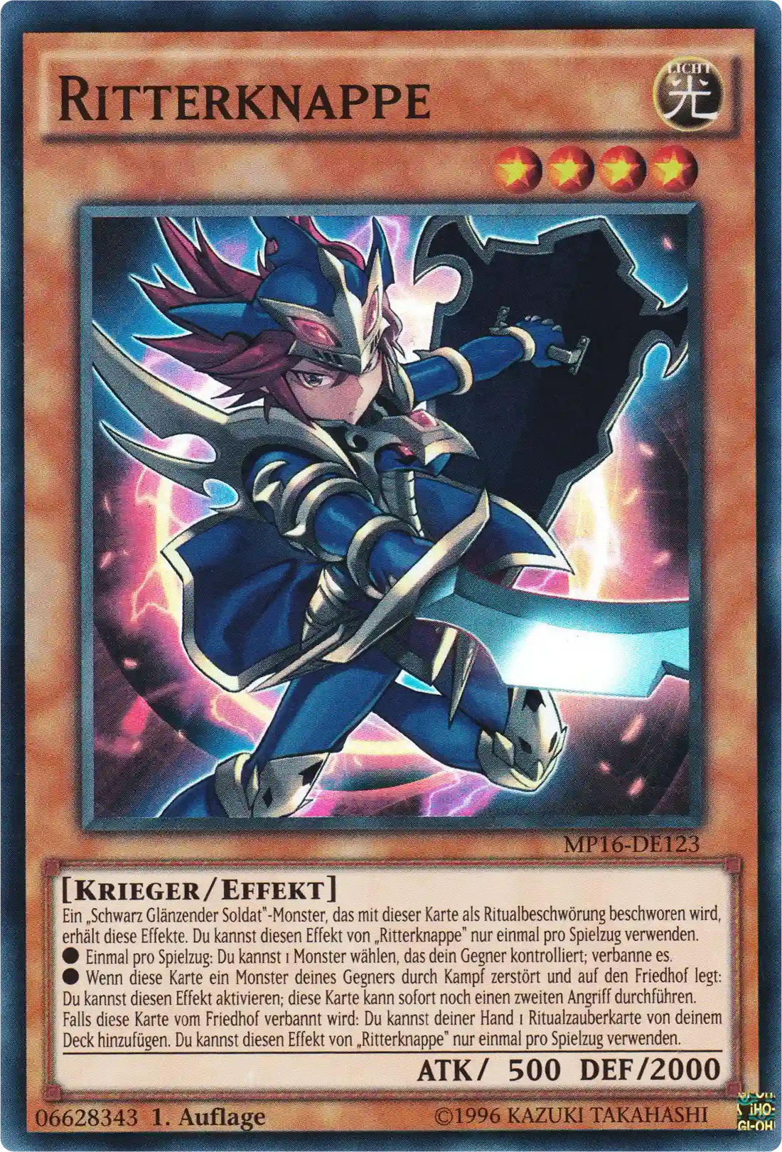 Ritterknappe Yu-Gi-Oh! Karte MP16-DE123 Super Rare