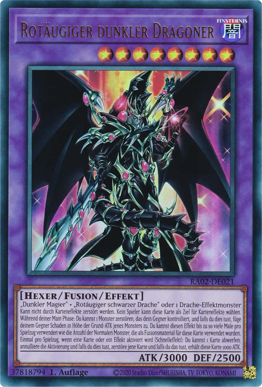 Rotäugiger dunkler Dragoner Yu-Gi-Oh! Karte RA02-DE021 Ultra Rare