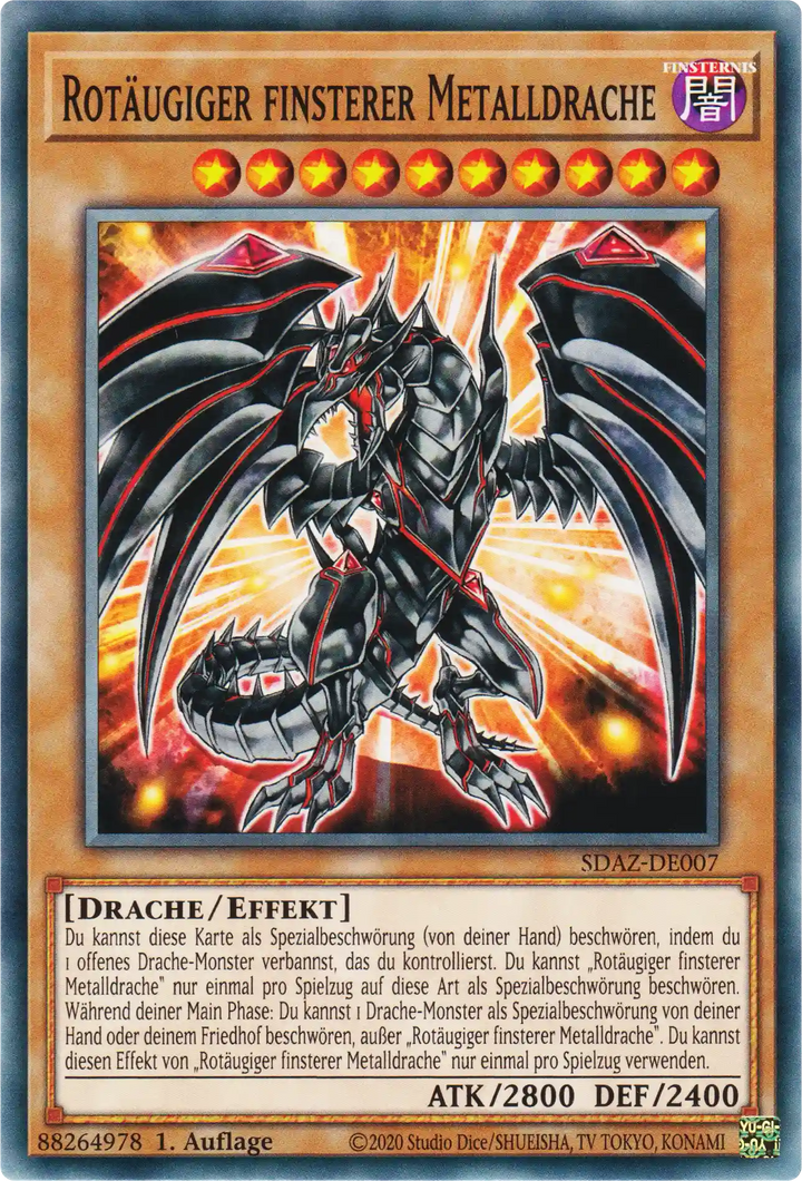 Rotäugiger finsterer Metalldrache Yu-Gi-Oh! Karte SDAZ-DE007 Common