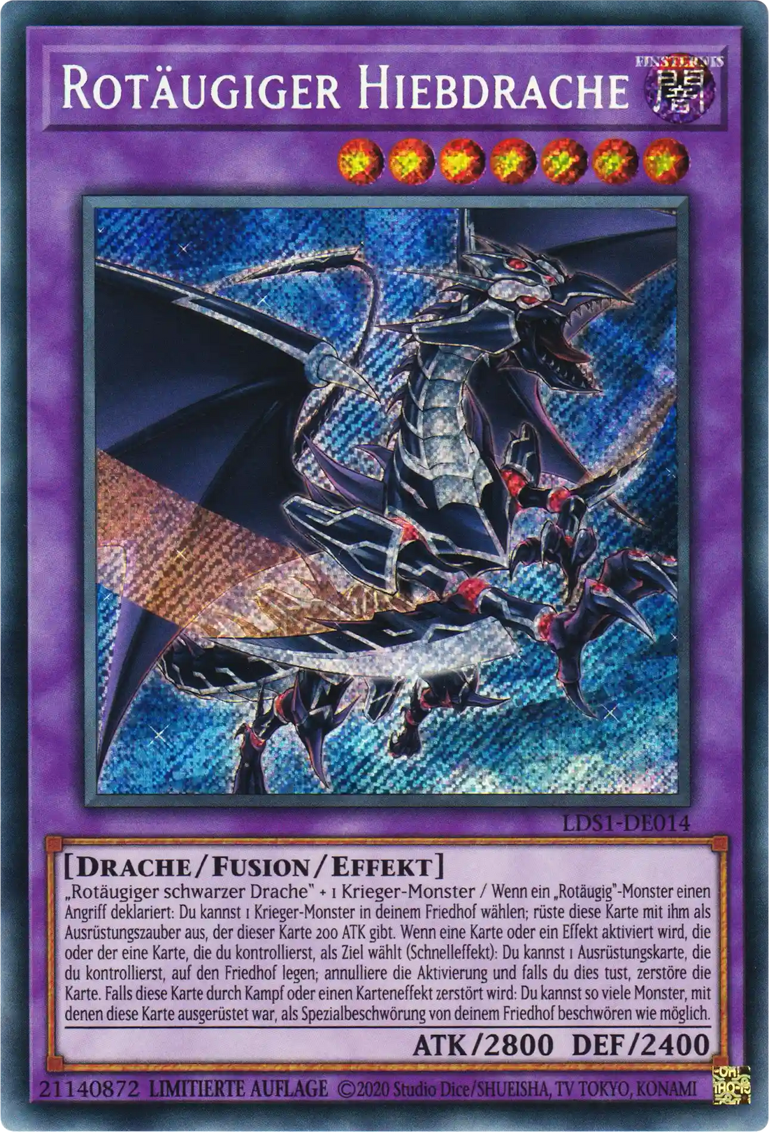 Rotäugiger Hiebdrache Yu-Gi-Oh! Karte LDS1-DE014 Common