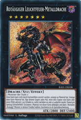 Rotäugiger Leuchtfeuer-Metalldrache Yu-Gi-Oh! Karte RA01-DE038 Secret Rare