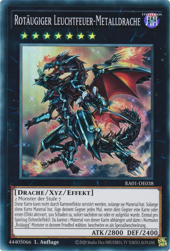 Rotäugiger Leuchtfeuer-Metalldrache Yu-Gi-Oh! Karte RA01-DE038 Super Rare