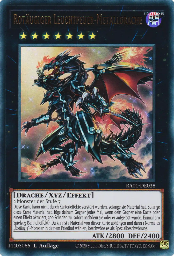 Rotäugiger Leuchtfeuer-Metalldrache Yu-Gi-Oh! Karte RA01-DE038 Ultra Rare