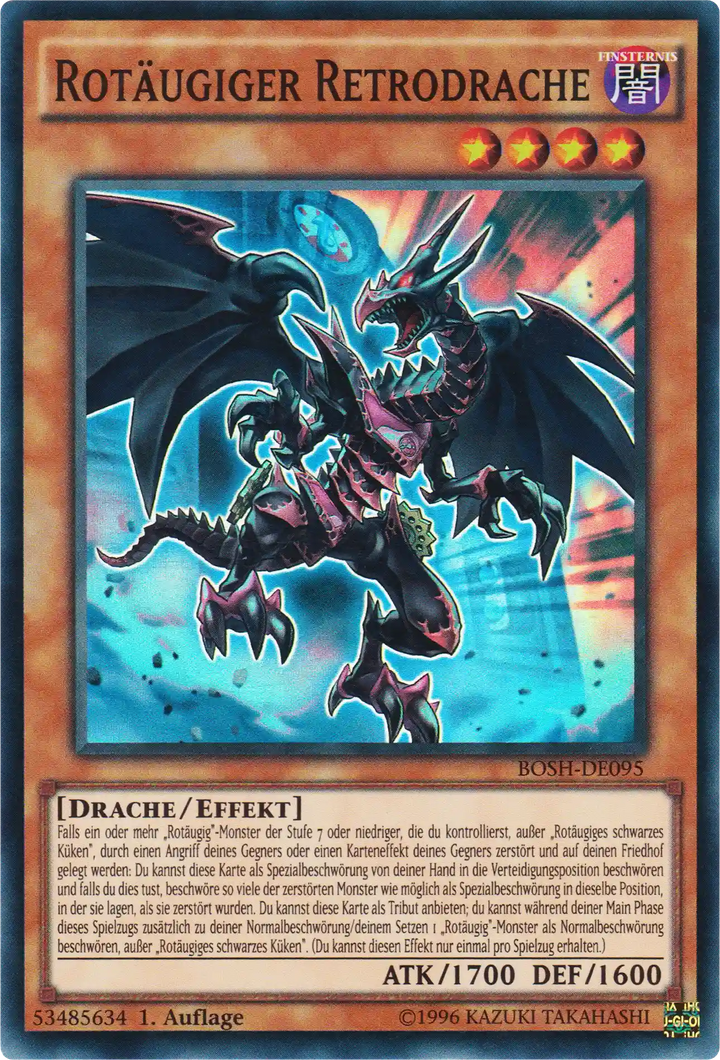 Rotäugiger Retrodrache Yu-Gi-Oh! Karte BOSH-DE095 Super Rare
