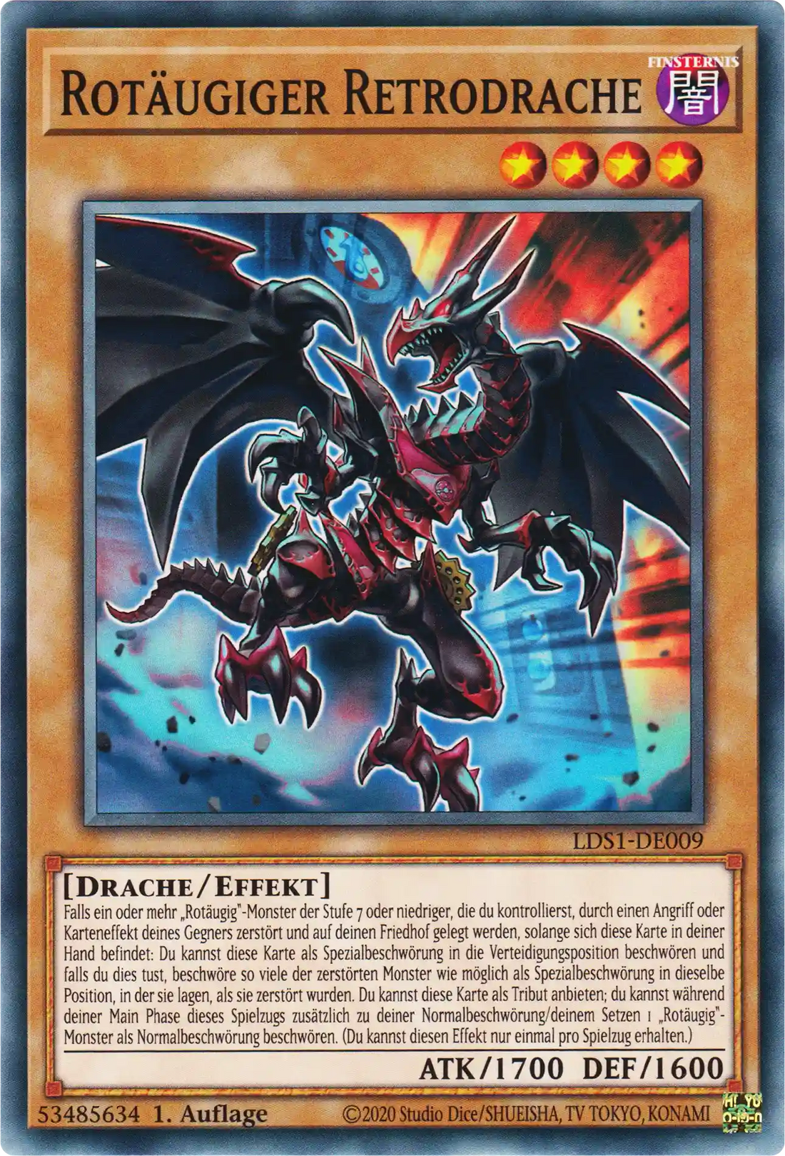 Rotäugiger Retrodrache Yu-Gi-Oh! Karte LDS1-DE009 Common