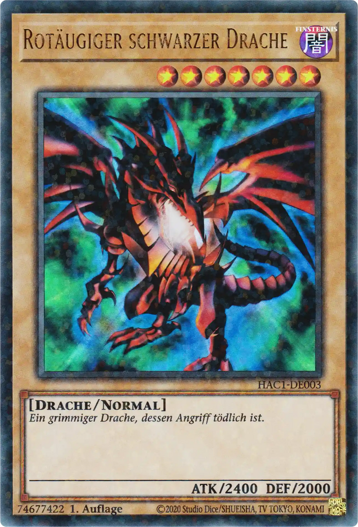 Rotäugiger schwarzer Drache Yu-Gi-Oh! Karte HAC1-DE003 Ultra Parallel Rare