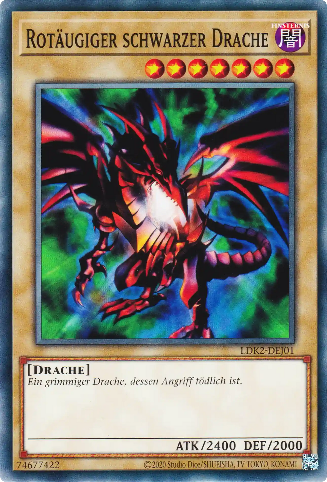 Rotäugiger schwarzer Drache Yu-Gi-Oh! Karte LDK2-DEJ01 Common