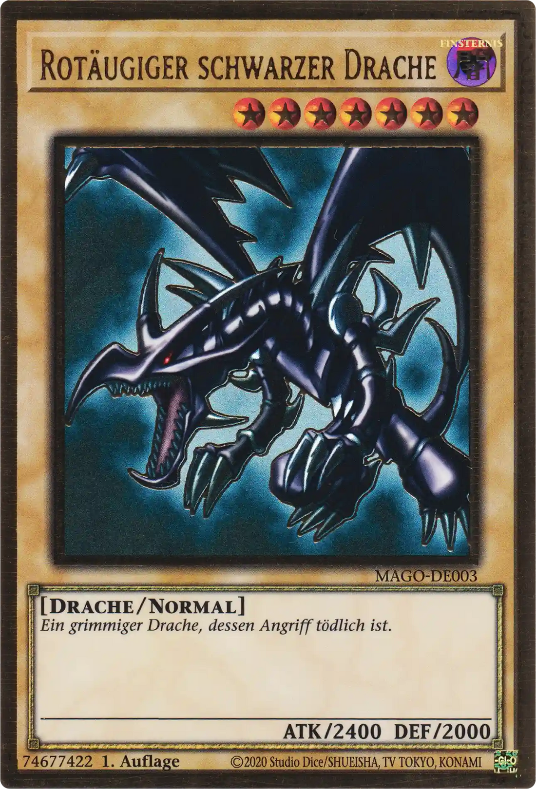 Rotäugiger schwarzer Drache Yu-Gi-Oh! Karte MAGO-DE003 Premium Gold Rare