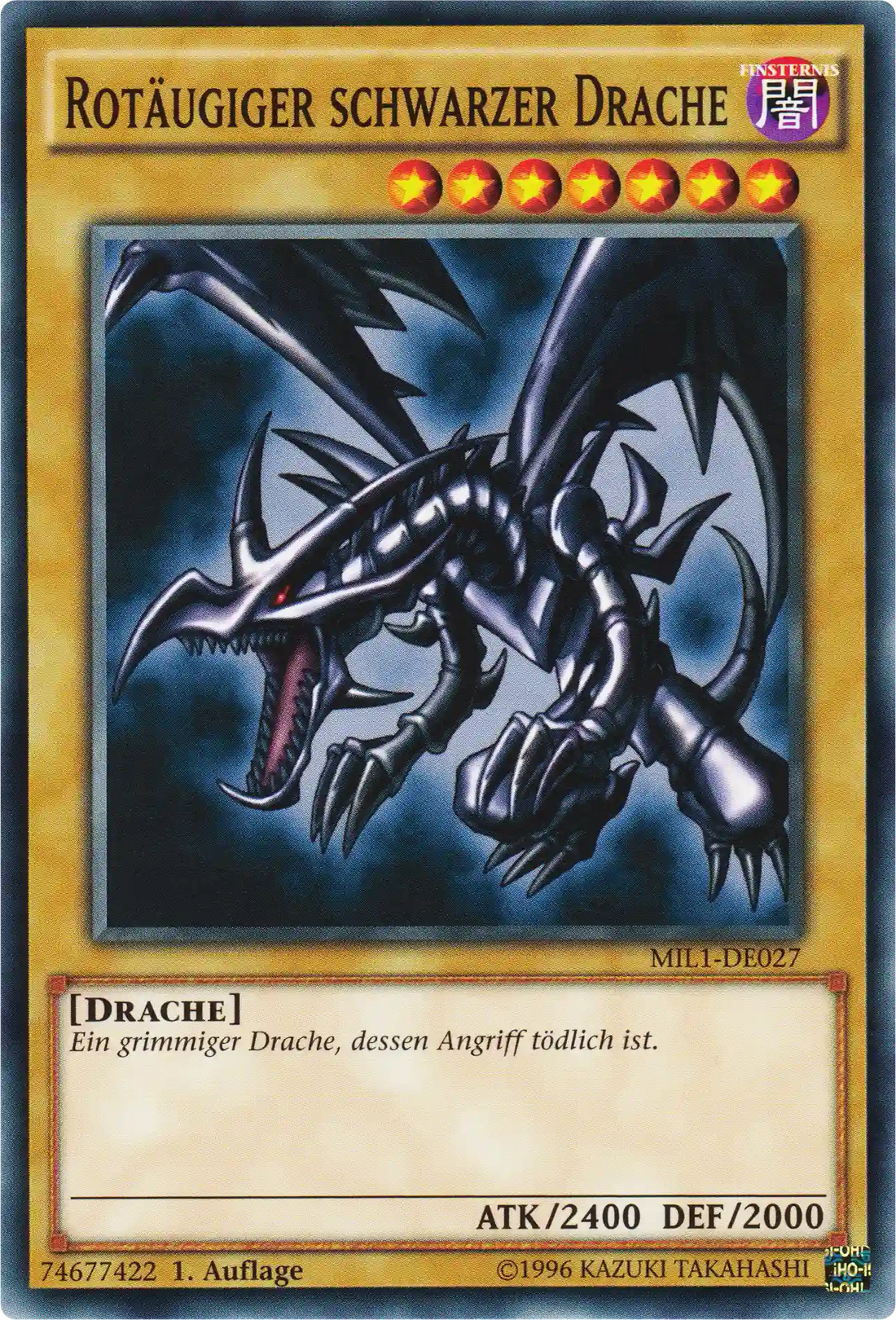 Rotäugiger schwarzer Drache Yu-Gi-Oh! Karte MIL1-DE027 Common