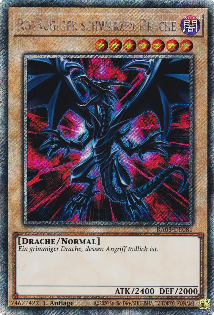 Rotäugiger schwarzer Drache Yu-Gi-Oh! Karte RA03-DE081 Platinum Secret Rare