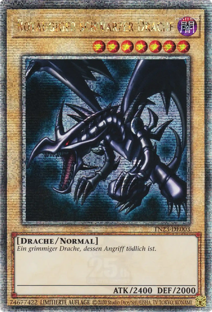Rotäugiger schwarzer Drache Yu-Gi-Oh! Karte TN23-DE003 Quarter Century Secret Rare
