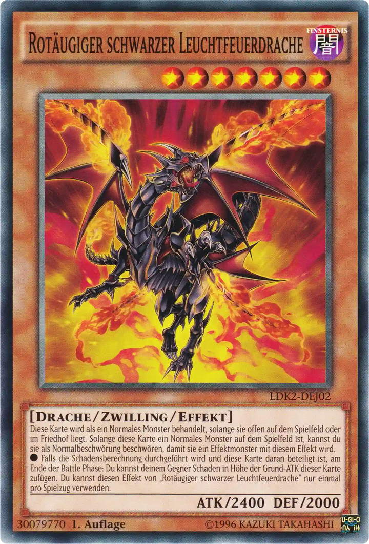 Rotäugiger schwarzer Leuchtfeuerdrache Yu-Gi-Oh! Karte LDK2-DEJ02 Common