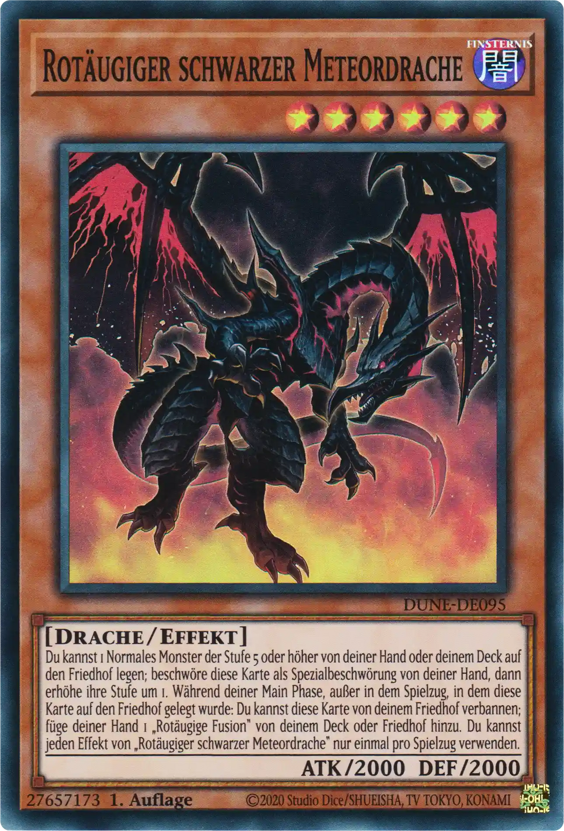Rotäugiger schwarzer Meteordrache Yu-Gi-Oh! Karte DUNE-DE095 Super Rare