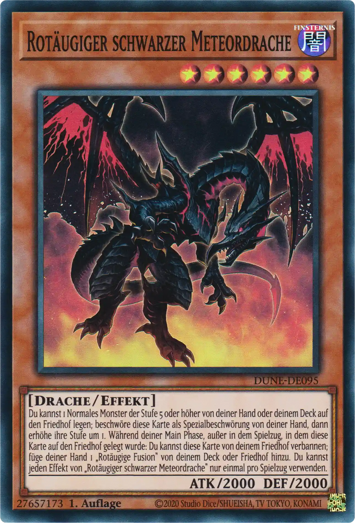 Rotäugiger schwarzer Meteordrache Yu-Gi-Oh! Karte DUNE-DE095 Super Rare