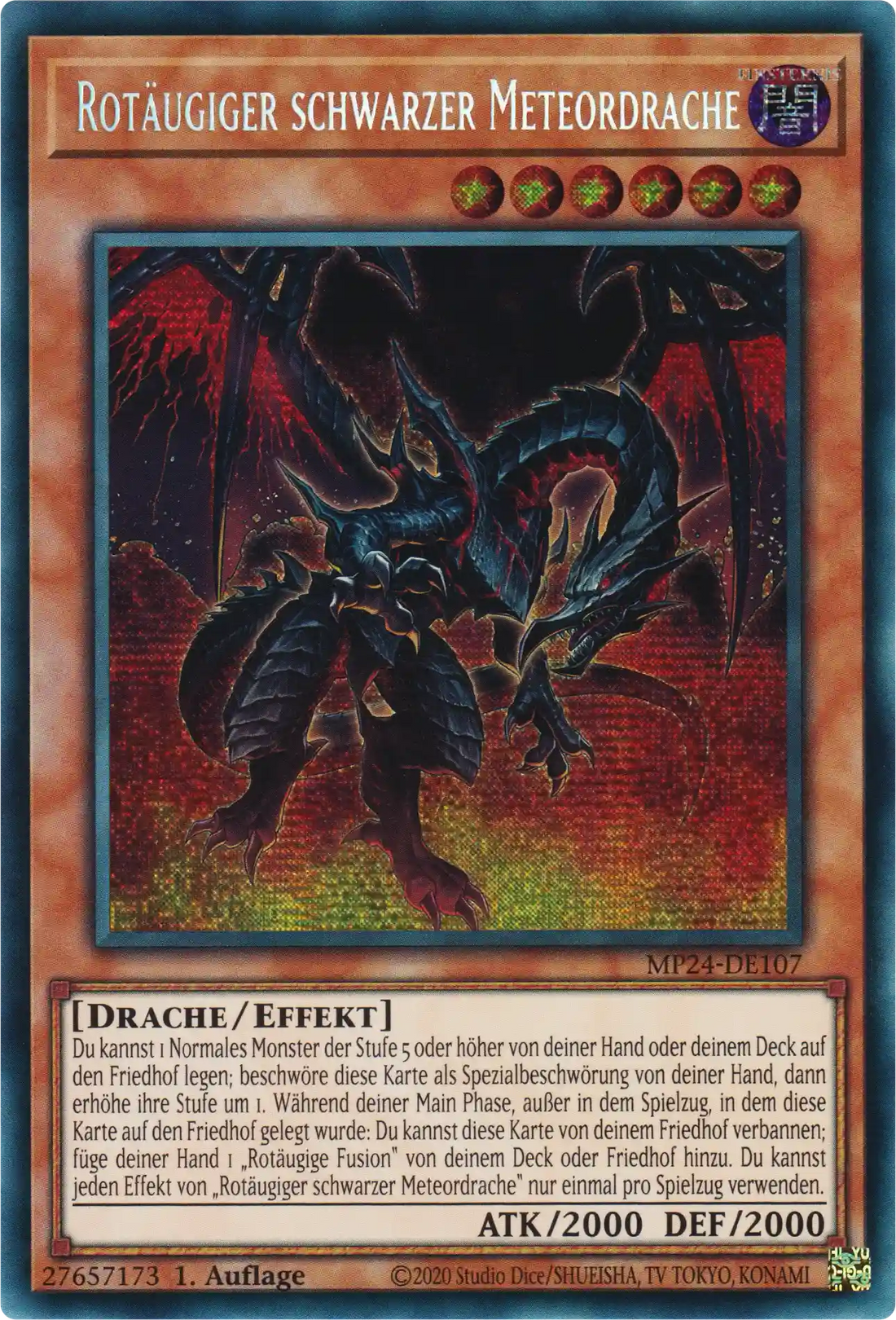 Rotäugiger schwarzer Meteordrache Yu-Gi-Oh! Karte MP24-DE107 Secret Rare