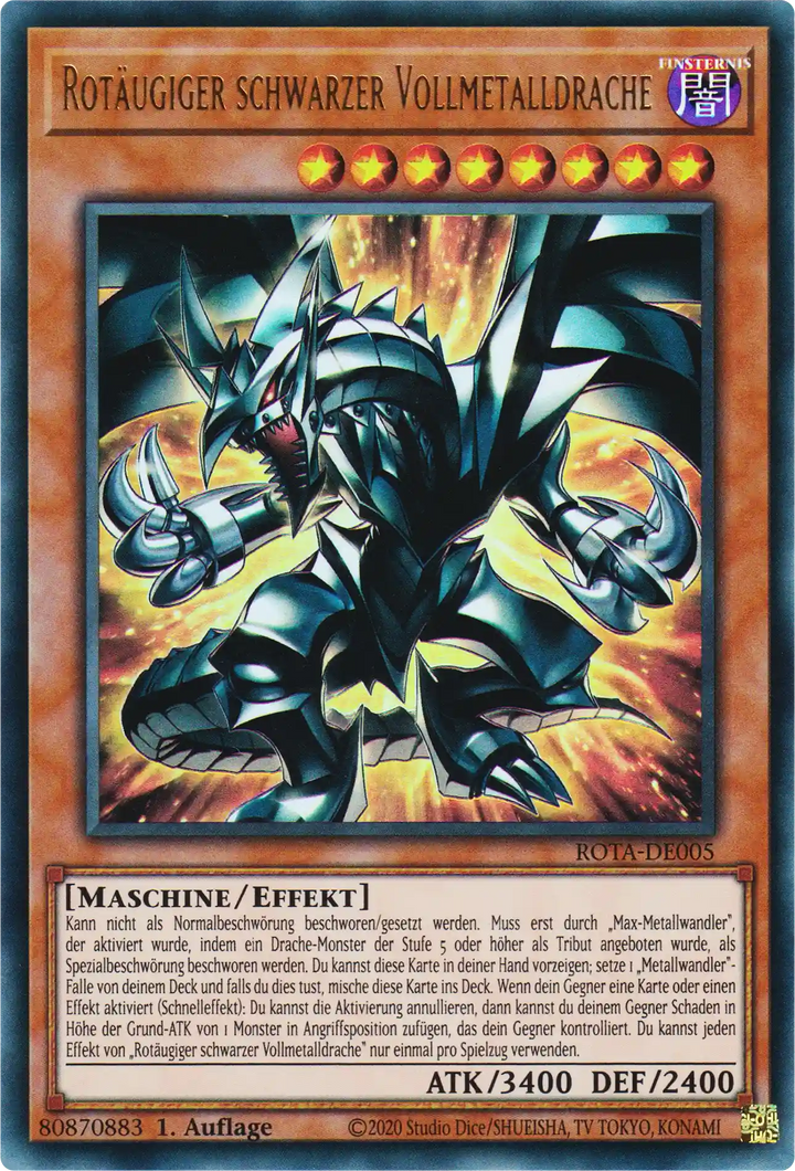 Rotäugiger schwarzer Vollmetalldrache Yu-Gi-Oh! Karte ROTA-DE005 Ultra Rare