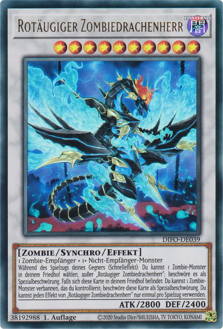 Rotäugiger Zombiedrachenherr Yu-Gi-Oh! Karte DIFO-DE039 Ultra Rare