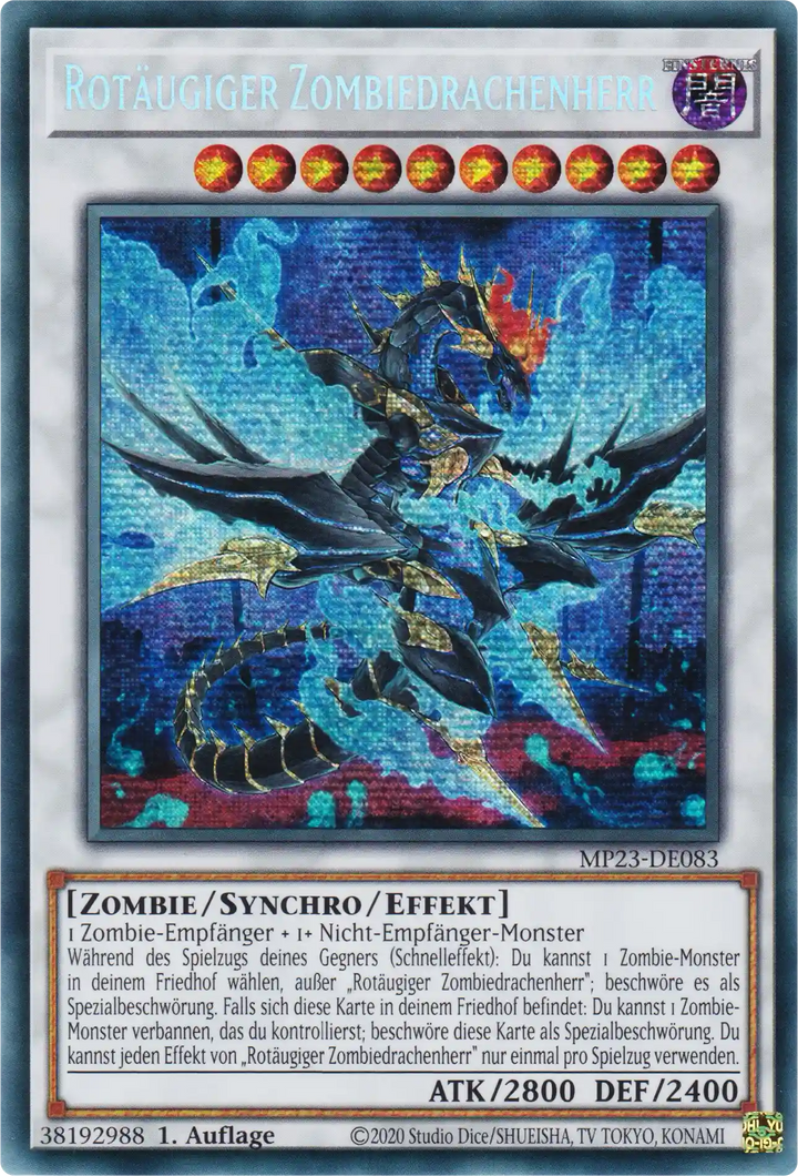 Rotäugiger Zombiedrachenherr Yu-Gi-Oh! Karte MP23-DE083 Secret Rare