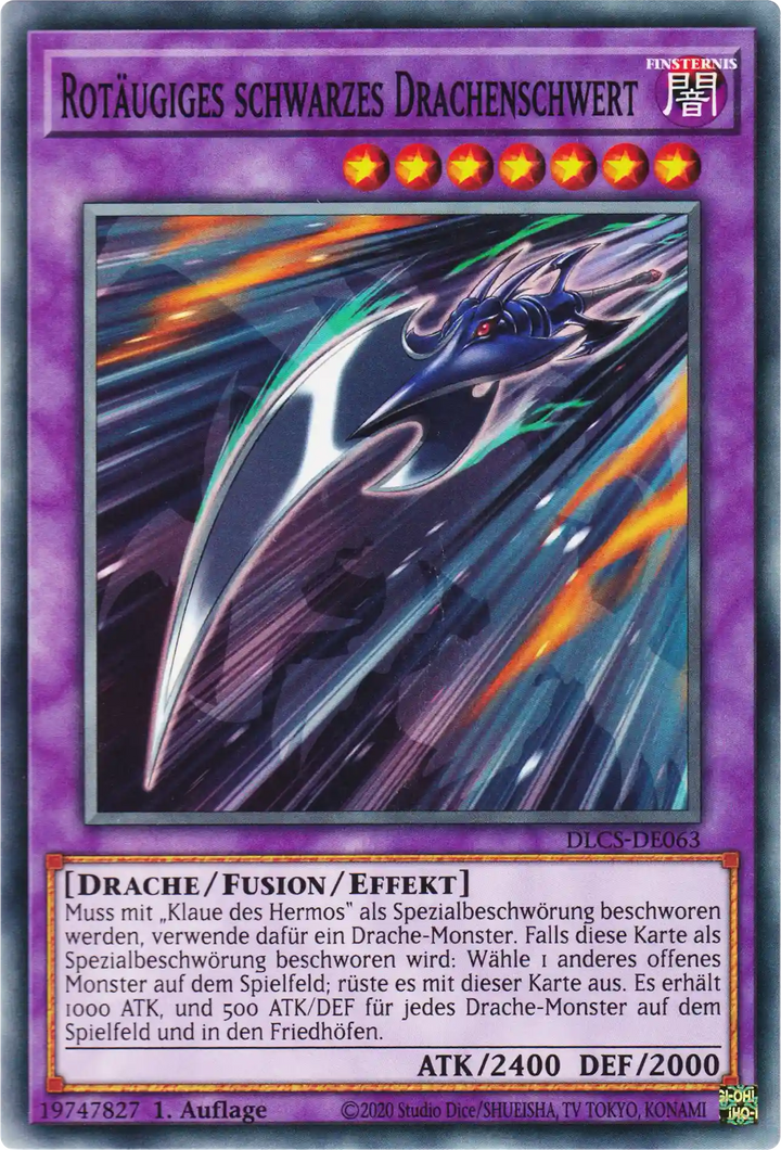 Rotäugiges schwarzes Drachenschwert Yu-Gi-Oh! Karte DLCS-DE063 Common
