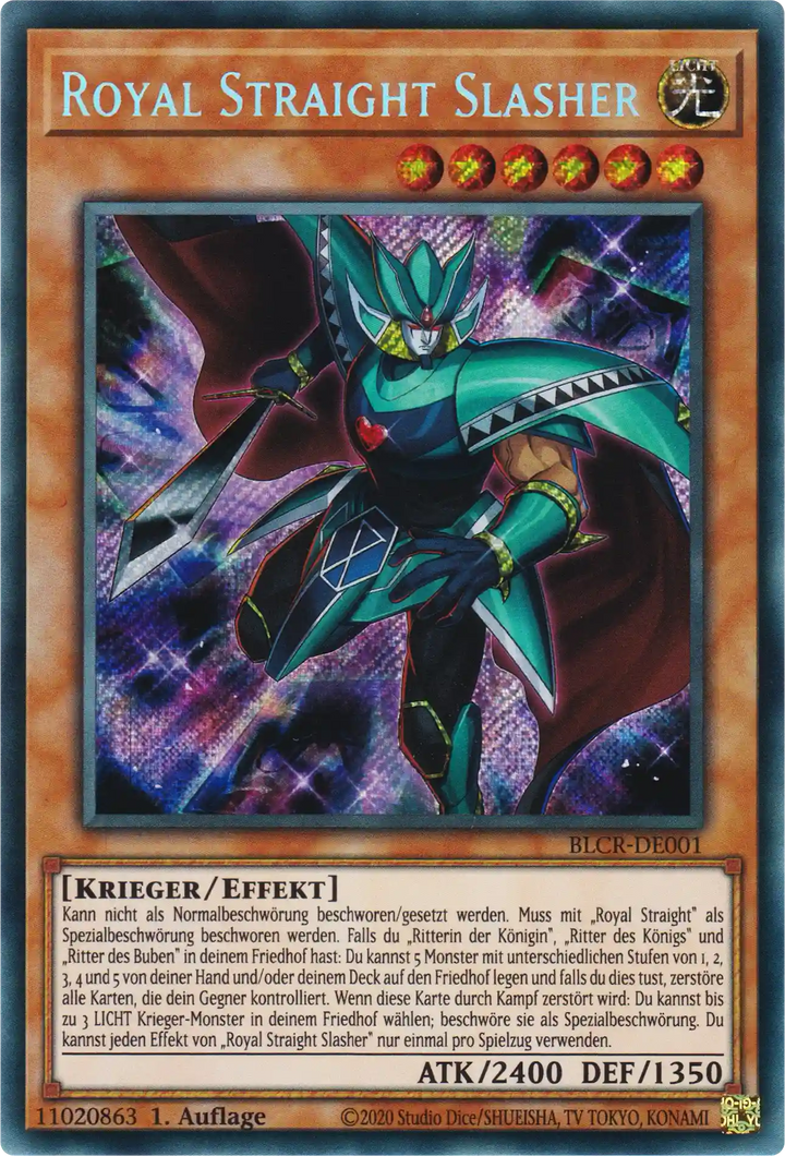 Royal Straight Slasher Yu-Gi-Oh! Karte BLCR-DE001 Secret Rare