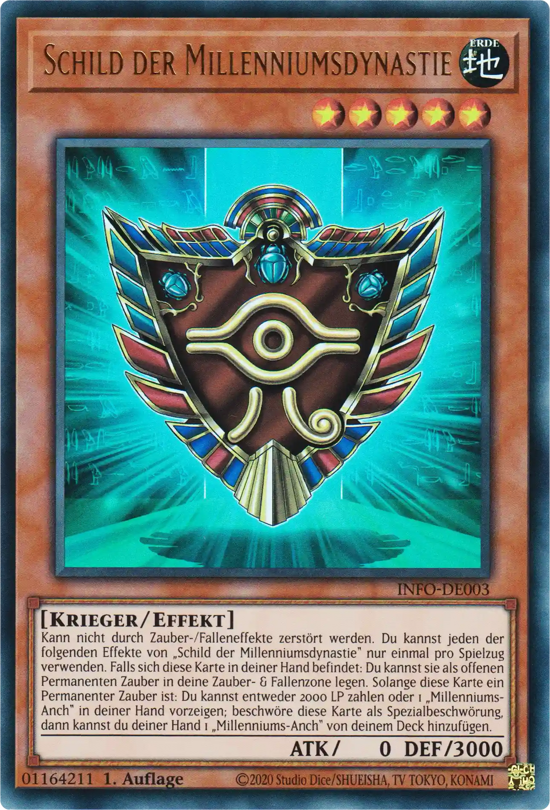 Schild der Millenniumsdynastie Yu-Gi-Oh! Karte INFO-DE003 Ultra Rare