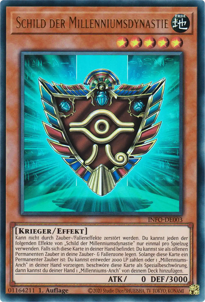 Schild der Millenniumsdynastie Yu-Gi-Oh! Karte INFO-DE003 Ultra Rare
