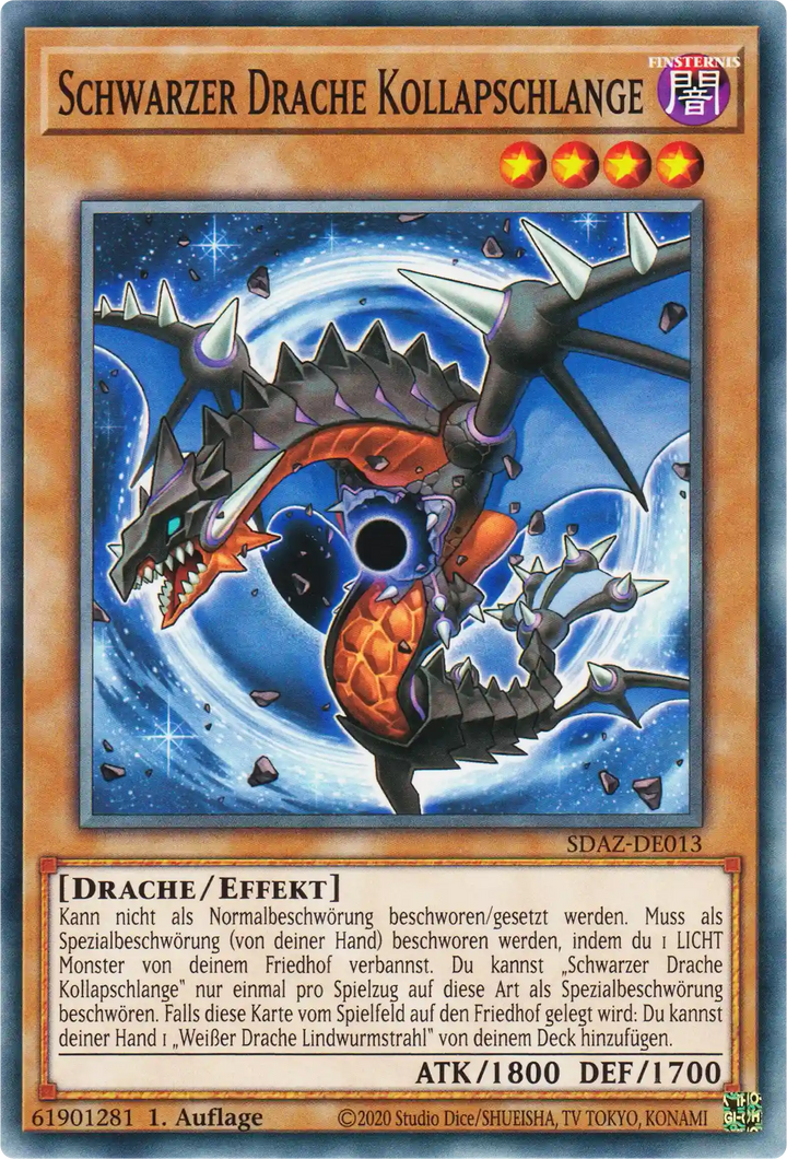 Schwarzer Drache Kollapschlange Yu-Gi-Oh! Karte SDAZ-DE013 Common