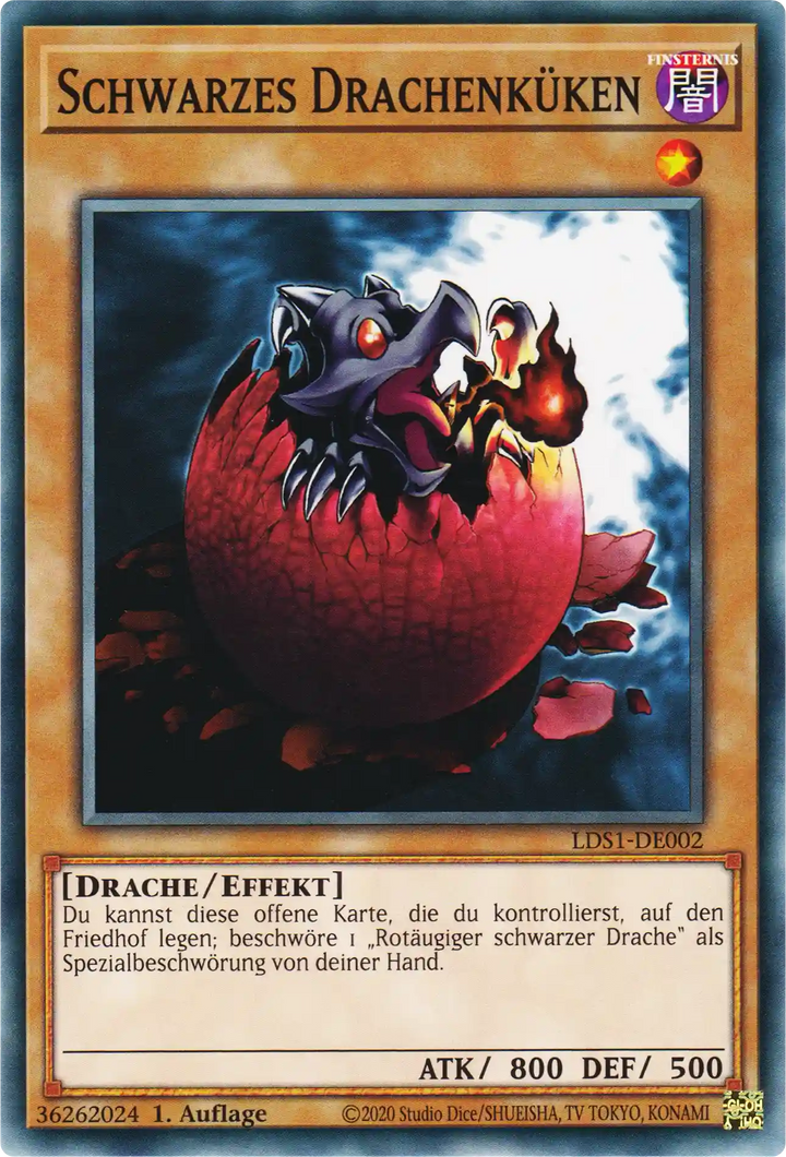 Schwarzes Drachenküken Yu-Gi-Oh! Karte LDS1-DE002 Common