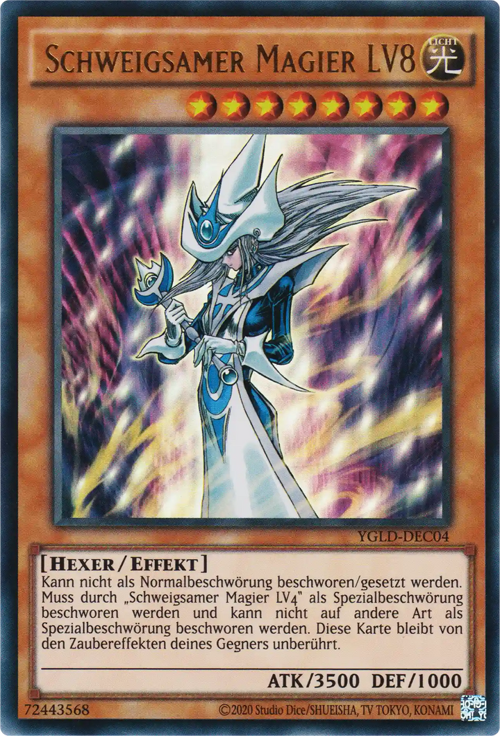 Schweigsamer Magier LV8 Yu-Gi-Oh! Karte YGLD-DEC04 Ultra Rare