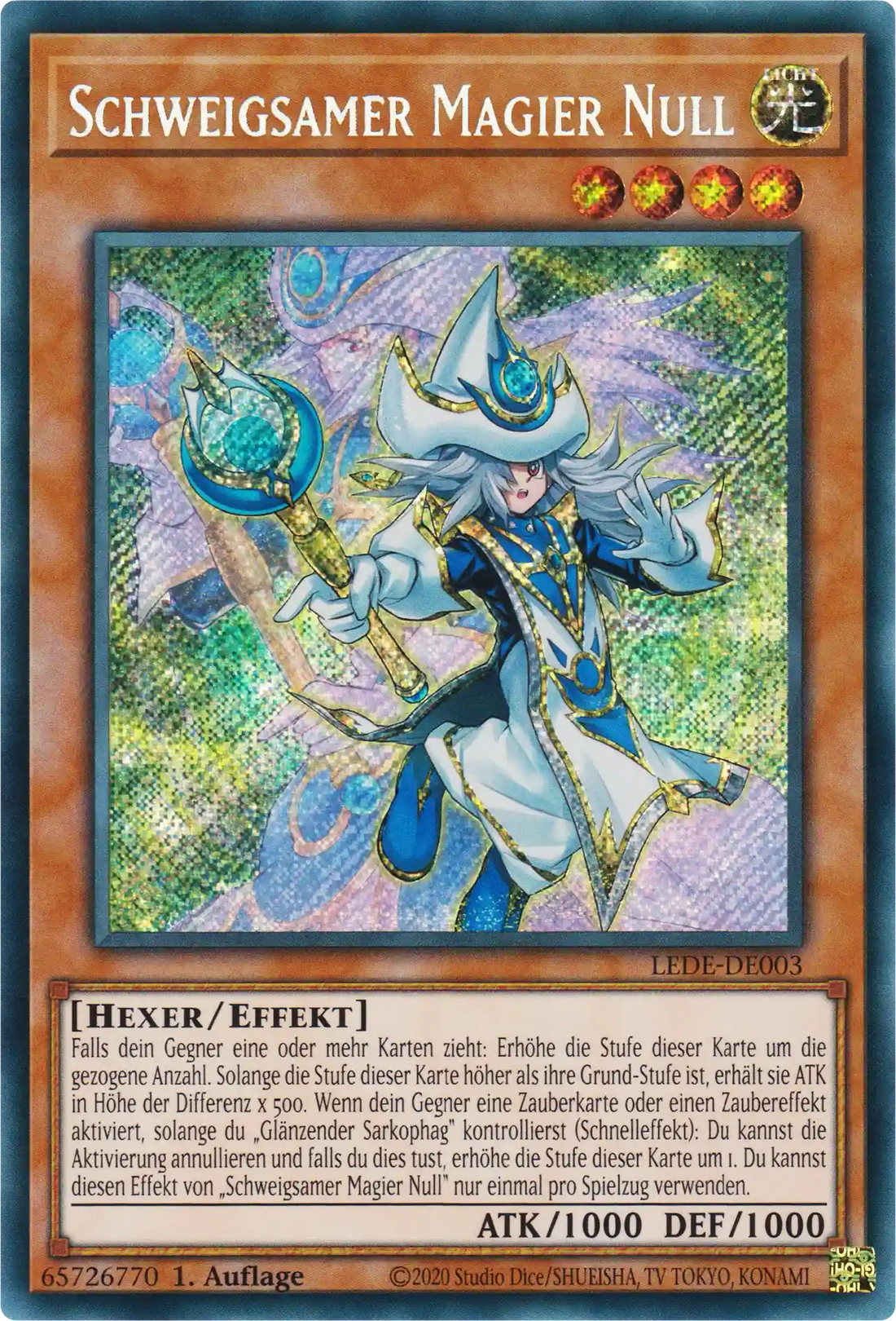 Schweigsamer Magier Null Yu-Gi-Oh! Karte LEDE-DE003 Secret Rare