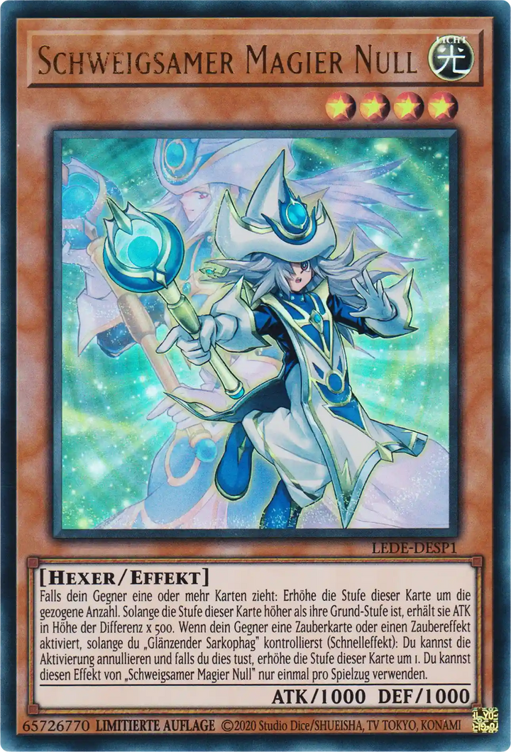 Schweigsamer Magier Null Yu-Gi-Oh! Karte LEDE-DESP1 Ultra Rare